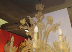 50 Chandelier with 6 lights arms with sconces pair Murano crystal and gold - 2465488