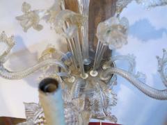 50 Chandelier with 6 lights arms with sconces pair Murano crystal and gold - 2465489