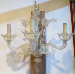 50 Chandelier with 6 lights arms with sconces pair Murano crystal and gold - 2465490