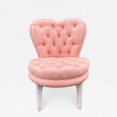 50s Hollywood Regency Heart Shaped Pink Silk Tufted Chair - 2304650