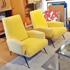 50s ITALIAN LOUNGE CHAIRS WITH BLACK TUBULAR STEEL FRAMES as is  - 2321966