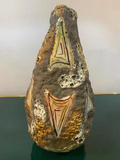 50s Italo Casini Italian Mid Century Brutalist Gray Gold Modern Pottery Vase Jug - 4136889