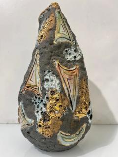 50s Italo Casini Italian Mid Century Brutalist Gray Gold Modern Pottery Vase Jug - 4136891