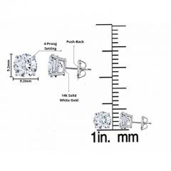 6 00 carat total 3ct each Lab Grown Diamond Stud Earrings in 14k White Gold - 3622616