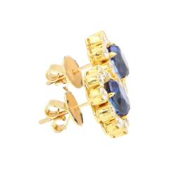 6 28 Carat Royal Ceylon Blue Sapphire and Diamond Halo Stud Earrings - 3832385