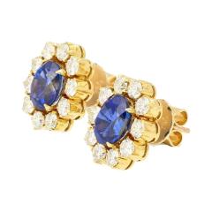 6 28 Carat Royal Ceylon Blue Sapphire and Diamond Halo Stud Earrings - 3832388