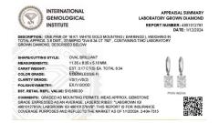6 34 Carat Oval Cut IGI Certified CVD Lab Diamond Drop Hoop Earrings - 3500099