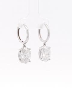6 34 Carat Oval Cut IGI Certified CVD Lab Diamond Drop Hoop Earrings - 3500104