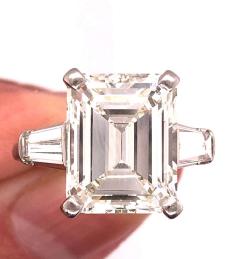 6 43 Carat Emerald Cut Diamond Engagement Ring VS1 J K Color Platinum - 1245971