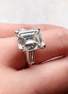 6 43 Carat Emerald Cut Diamond Engagement Ring VS1 J K Color Platinum - 1245973
