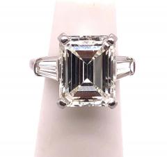 6 43 Carat Emerald Cut Diamond Engagement Ring VS1 J K Color Platinum - 1245974