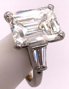 6 43 Carat Emerald Cut Diamond Engagement Ring VS1 J K Color Platinum - 1245978