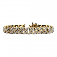 6 8 Carat Overlapping Diamond 14K Gold Cuban Link Bracelet - 3984977