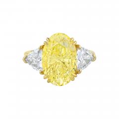 6 95 CARAT OVAL CUT FANCY INTENSE YELLOW THREE STONE DIAMOND ENGAGEMENT RING - 2720154