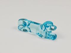 6 French Art Deco Dachshund Basset Hound Knife Rests Light Blue Glass 1930s - 4271377