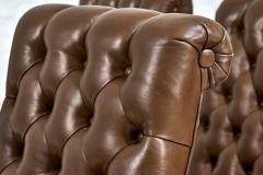 6 Leather Tufted Dining Chairs on Casters 1970 - 2974639