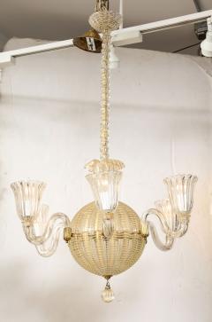 6 Light Gold Murano Chandelier Attributed To Barovier and Toso - 3236440