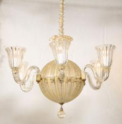 6 Light Gold Murano Chandelier Attributed To Barovier and Toso - 3236441