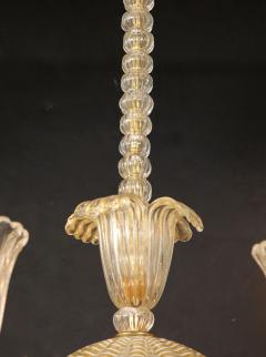 6 Light Gold Murano Chandelier Attributed To Barovier and Toso - 3236443