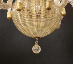 6 Light Gold Murano Chandelier Attributed To Barovier and Toso - 3236444