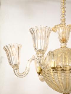 6 Light Gold Murano Chandelier Attributed To Barovier and Toso - 3236447