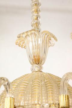 6 Light Gold Murano Chandelier Attributed To Barovier and Toso - 3236448