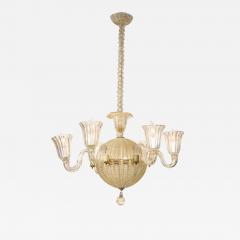 6 Light Gold Murano Chandelier Attributed To Barovier and Toso - 3304628