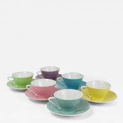 6 Midcentury Pastel Daisy Porcelain Coffee Cups Lilien Austria 1950s - 4065613