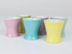6 Midcentury Pastel Daisy Porcelain Egg Cups Lilien Austria 1950s - 4062872