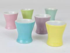 6 Midcentury Pastel Daisy Porcelain Egg Cups Lilien Austria 1950s - 4062889