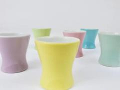 6 Midcentury Pastel Daisy Porcelain Egg Cups Lilien Austria 1950s - 4062892