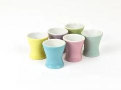 6 Midcentury Pastel Daisy Porcelain Egg Cups Lilien Austria 1950s - 4062898