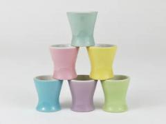 6 Midcentury Pastel Daisy Porcelain Egg Cups Lilien Austria 1950s - 4062906