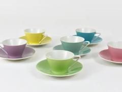 6 Midcentury Pastel Daisy Porcelain Espresso Coffee Cups Lilien Austria 1950s - 4068337