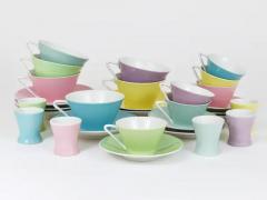 6 Midcentury Pastel Daisy Porcelain Espresso Coffee Cups Lilien Austria 1950s - 4068338