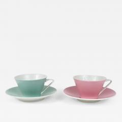 6 Midcentury Pastel Daisy Porcelain Espresso Coffee Cups Lilien Austria 1950s - 4069927