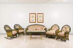 6 Pece American Art Deco Wicker Living Room Set - 633136