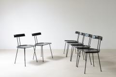 6 chairs in lacquered wood and burnished metal - 3891540