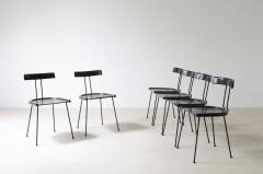 6 chairs in lacquered wood and burnished metal - 3891541