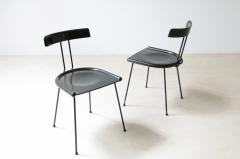 6 chairs in lacquered wood and burnished metal - 3891542