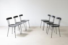 6 chairs in lacquered wood and burnished metal - 3891543