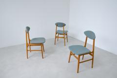 6 chairs with ogive back wooden frame and cotton upholstery Italy 1960s  - 2139977