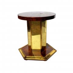 60 Henredon Round Brass Burl Wood Glass Top Center Dining Table hold - 4599433
