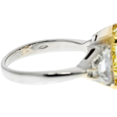 7 05 CARAT RADIANT CUT FANCY YELLOW VS2 CLARITY THREE STONE ENGAGEMENT RING - 2713056