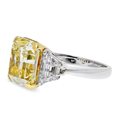 7 05 CARAT RADIANT CUT FANCY YELLOW VS2 CLARITY THREE STONE ENGAGEMENT RING - 2713059