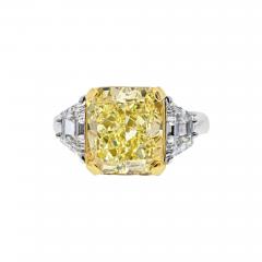 7 05 CARAT RADIANT CUT FANCY YELLOW VS2 CLARITY THREE STONE ENGAGEMENT RING - 2720078