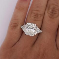 7 68 Carat TW Radiant Cut Trillion Cut Three Stone Engagement Ring - 3861983