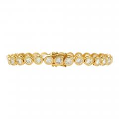 7 8 10 Carat Natural Diamond Bezel Set 18K Gold Tennis Bracelet 7  - 3742686