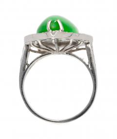 7 88 Carat Jade and Diamond Halo Ring in 18k White Gold - 3500136