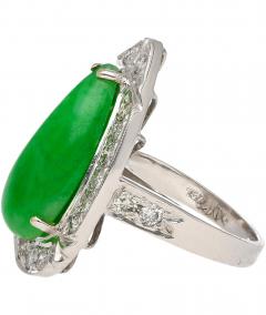 7 88 Carat Jade and Diamond Halo Ring in 18k White Gold - 3500143